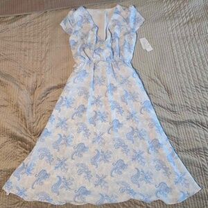 NWT Morgan Taylor Blue and White Paisley Dress